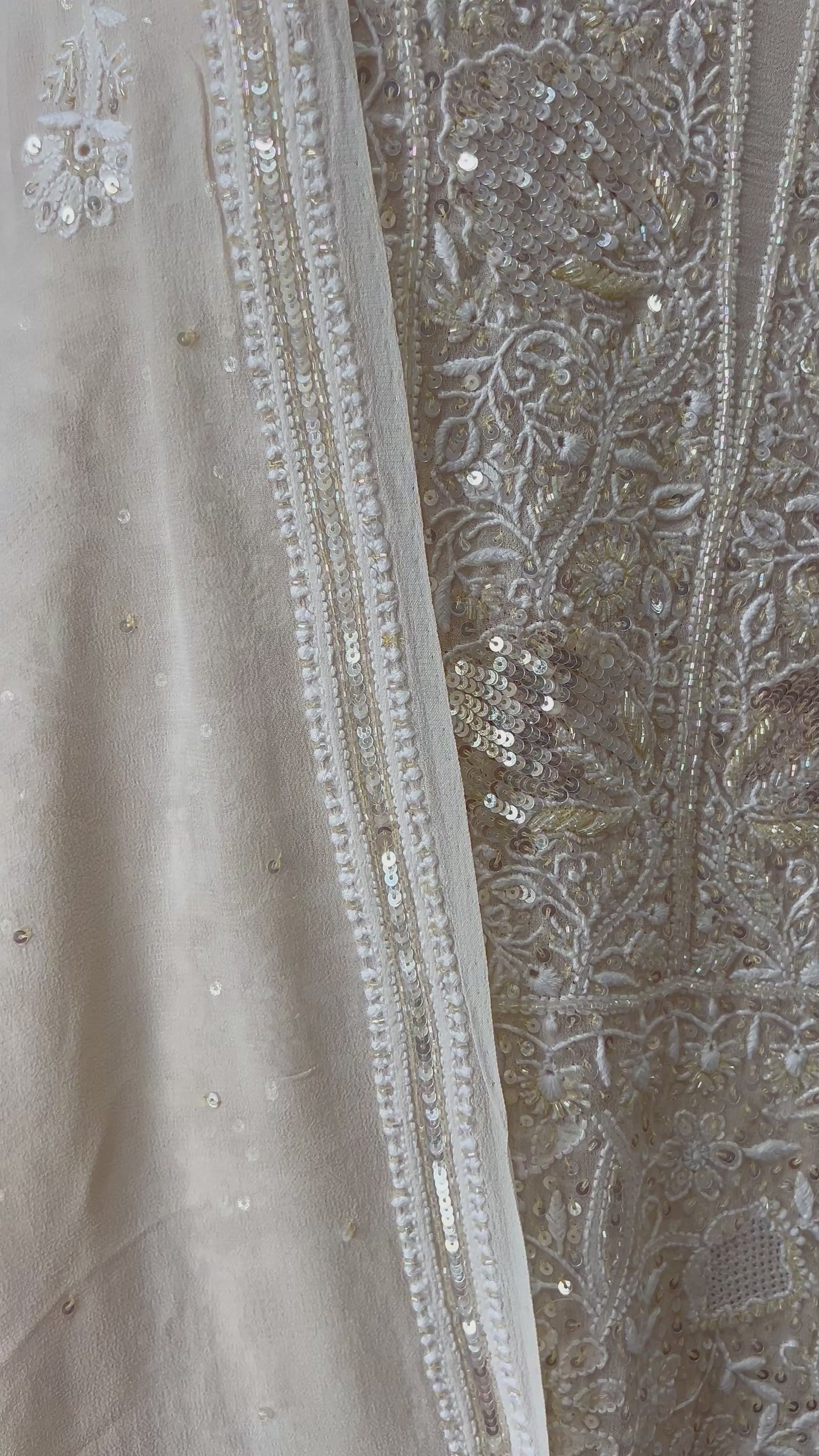 Suhaan Cream Chikankari pearl sequins kurta and dupatta